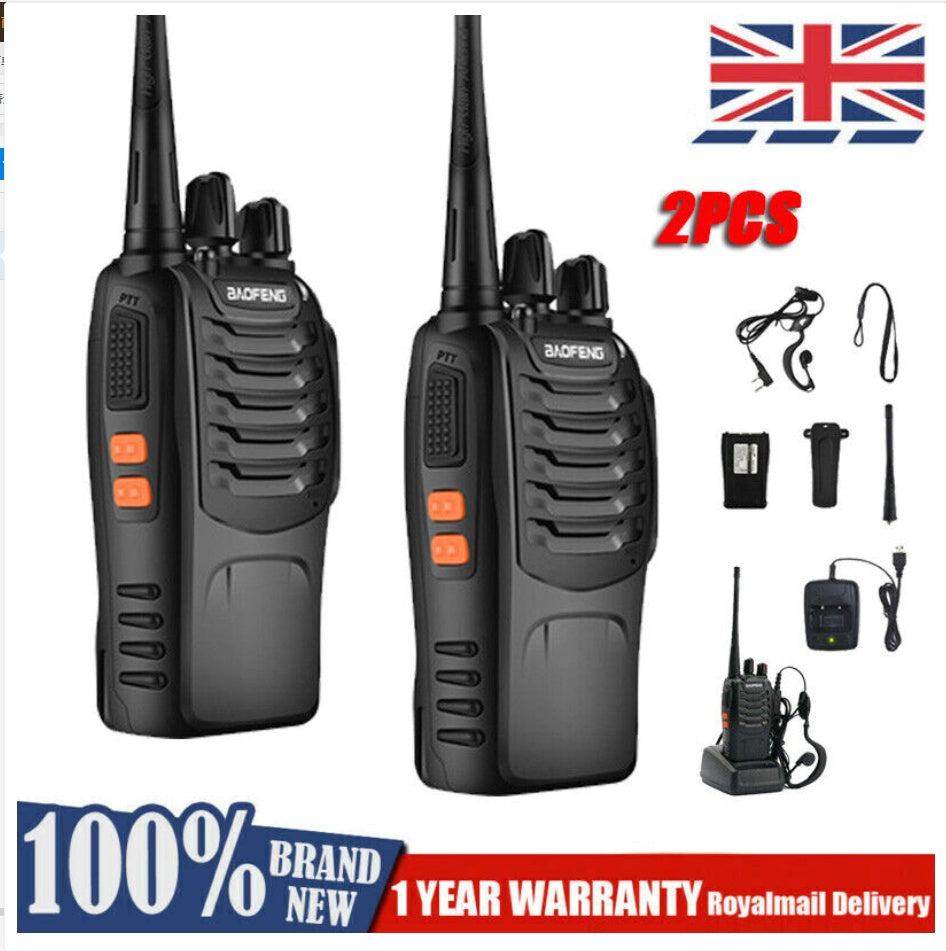 Walkie Talkies for Adults Long Range 2-Pack – Rechargeable Two-Way Radios, 16CH, VOX Function, LED Light, Earpieces Included
