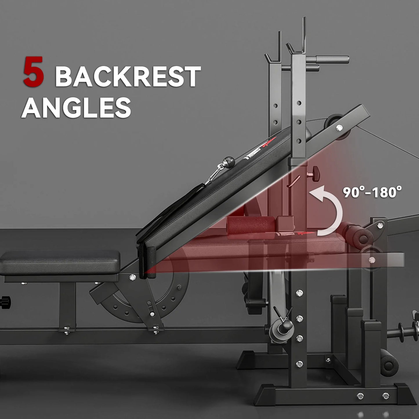 Home Gym Equipment 6-in-1 Adjustable Weight Bench with Barbell Rack, Leg Extension & Preacher Curl