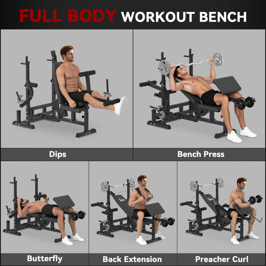 6-in-1 Adjustable Weight Bench – Home Gym