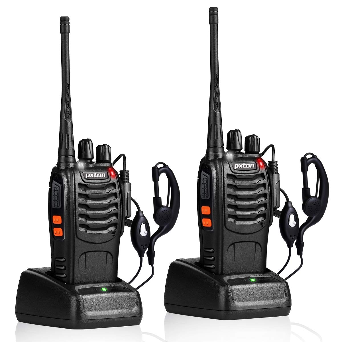 Walkie Talkies for Adults Long Range 2-Pack – Rechargeable Two-Way Radios, 16CH, VOX Function, LED Light, Earpieces Included