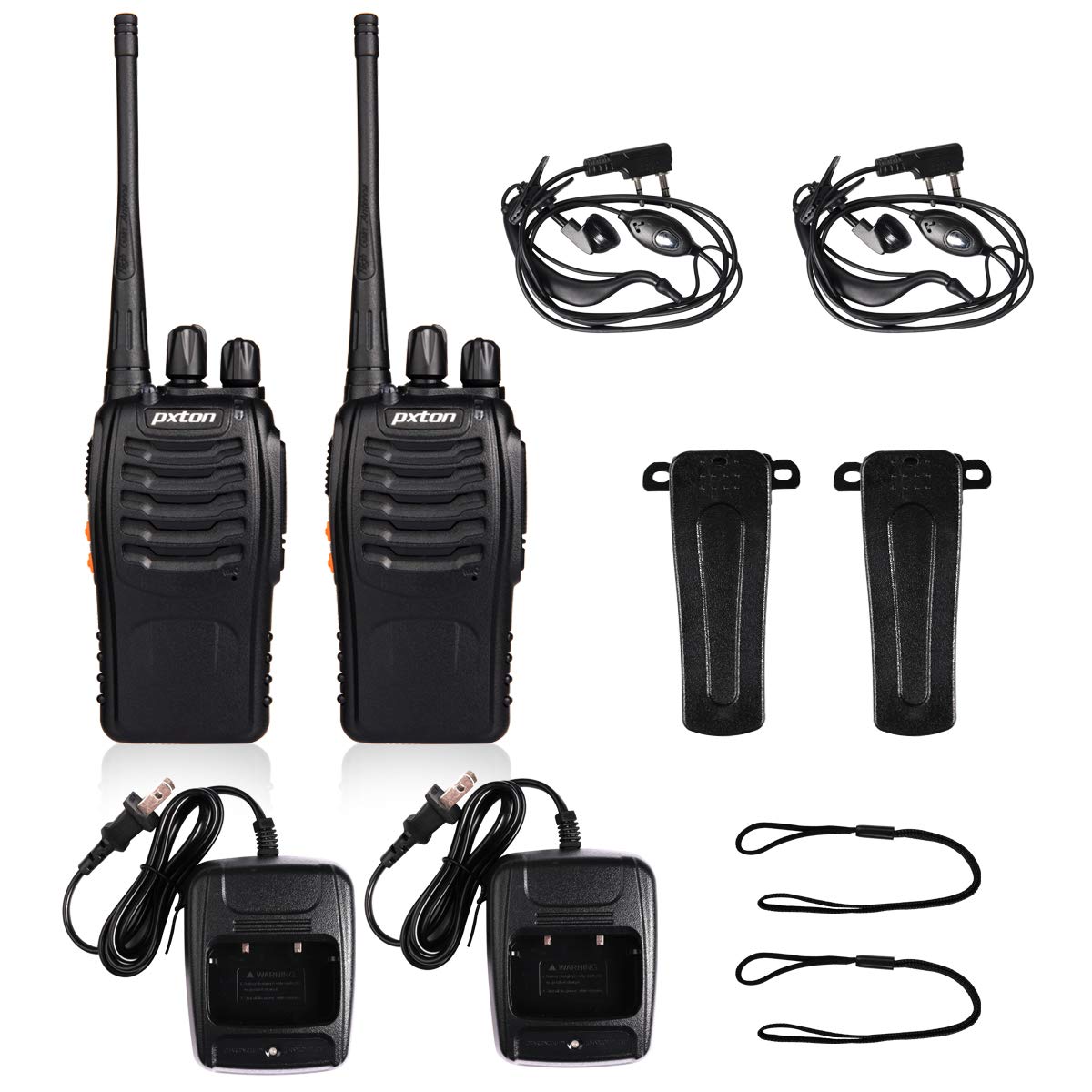 Walkie Talkies for Adults Long Range 2-Pack – Rechargeable Two-Way Radios, 16CH, VOX Function, LED Light, Earpieces Included